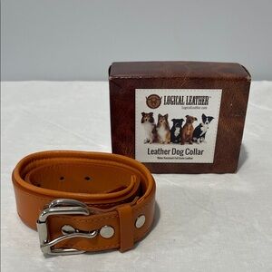 Logical Leather Large Dog Collar Orange water resistant full grain leather NEW
